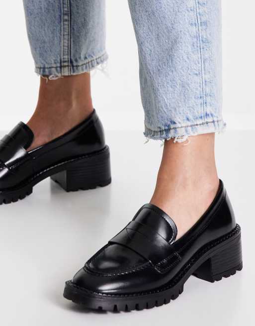 & Other Stories leather chunky heel loafers in black | ASOS