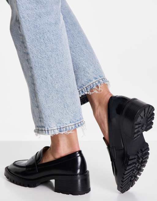 & Stories leather chunky loafers in black ASOS