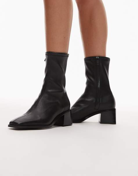 & Other Stories leather chunky heeled ankle boots in black - view 1