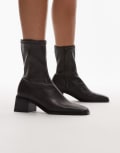 [Other Stories] & Other Stories leather chunky heeled ankle boots in dark brown 39 Dark brown