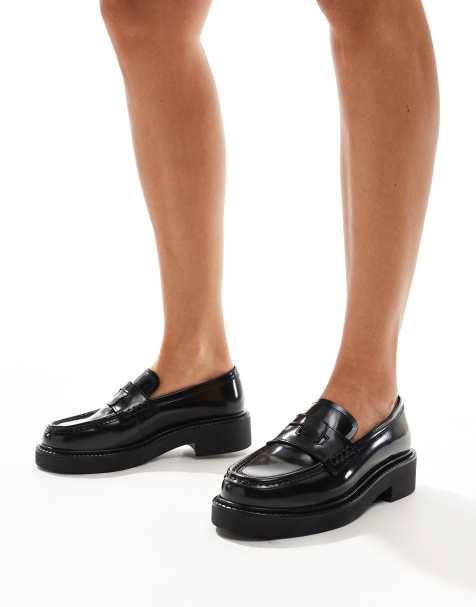 & Other Stories leather chunky loafers in black - view 1