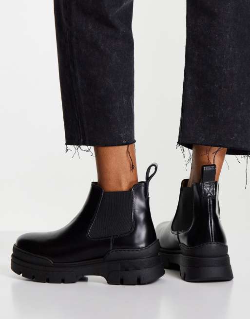 Chunky leather ankle sales boots