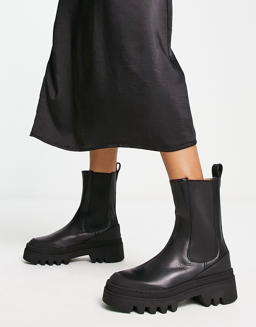 Other Stories &  Leather Chunky Sole Boots In Black