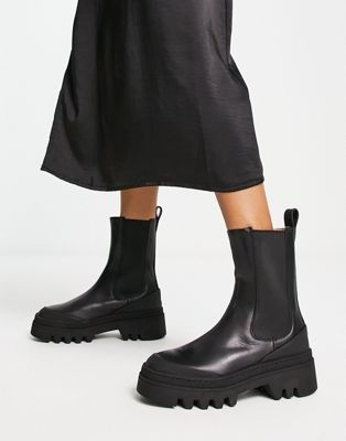 Shop Other Stories &  Leather Chunky Sole Boots In Black