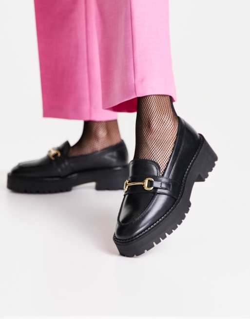 & other stories leather tall chunky flat boots in black