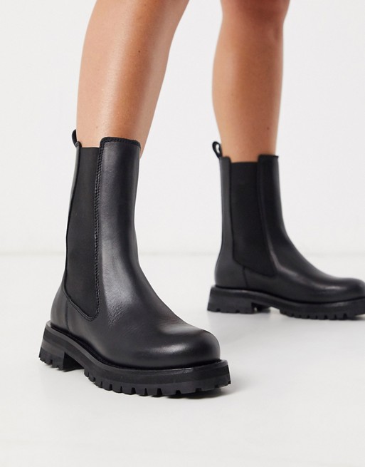 & Other Stories leather chunky sole pull-on boots in black