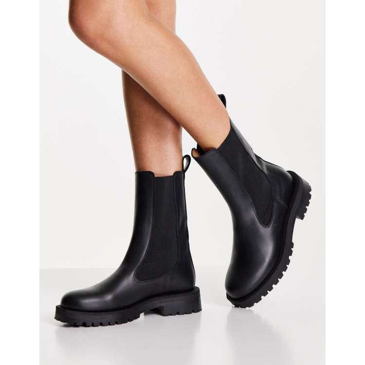 Black leather pull store on boots