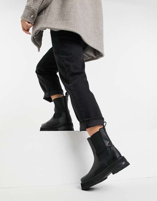 & Other Stories chunky square toe boots in black | ASOS