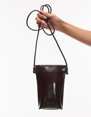 & Other Stories Leather Cross Body Phone Pouch In Red