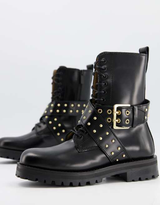 LEATHER STUD STRAP BOOT