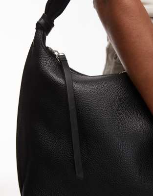 & Other Stories Leather Curved Shoulder Bag In Black