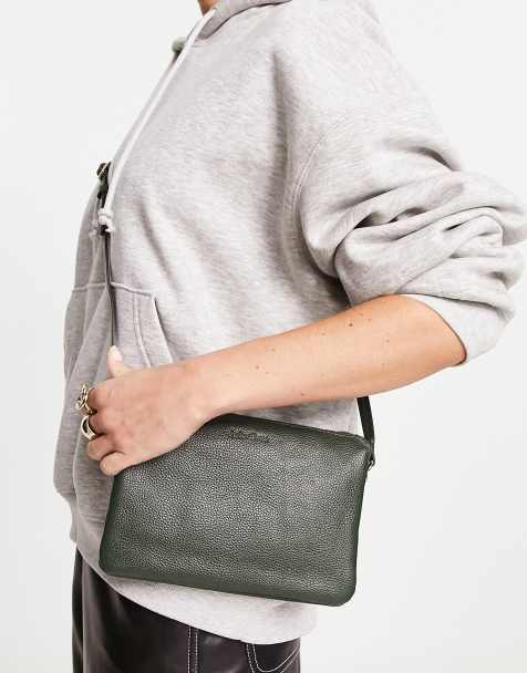 Grey leather deals bag sale