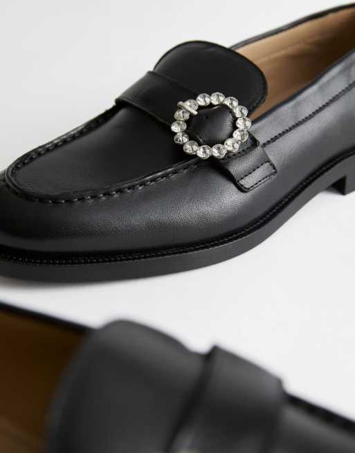 & Other Stories leather embellished detail loafers in black