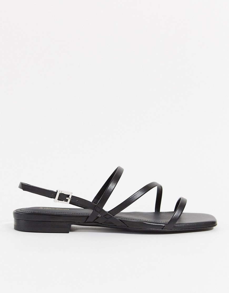 Other Stories &  Leather Fine Strap Flat Sandals In Black