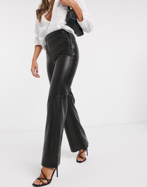  Other Stories leather flared pants in black