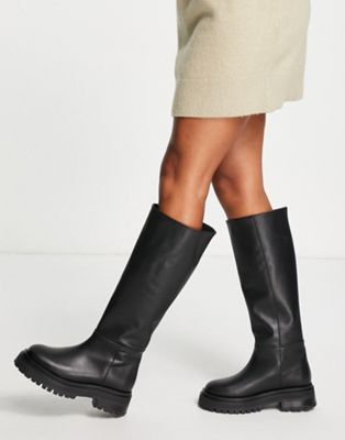 &  leather flat boots 