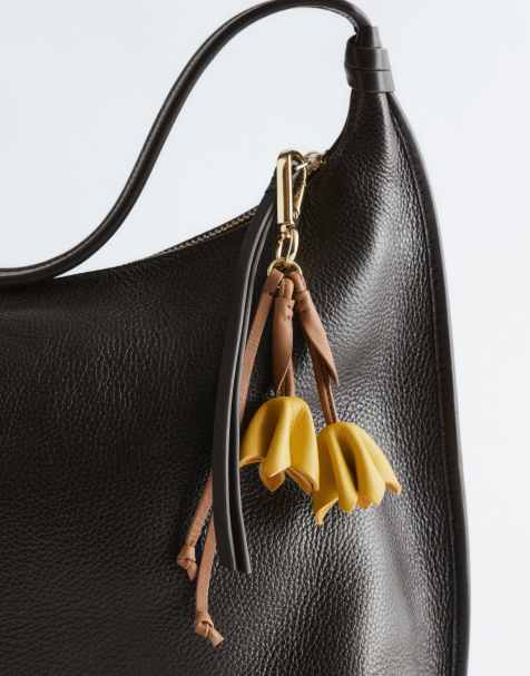 & Other Stories leather flowers key charm in yellow - view 1