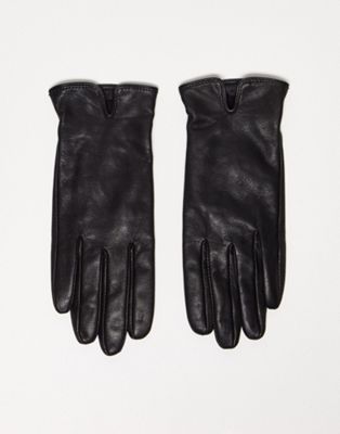 & Other Stories leather gloves in black
