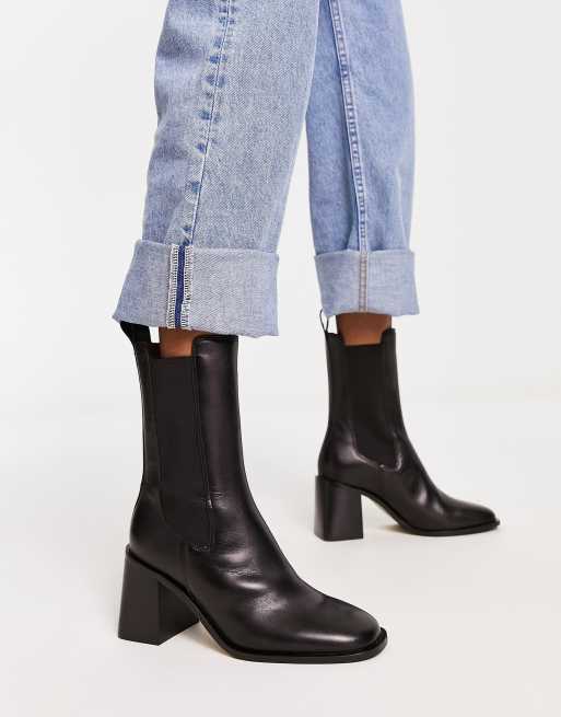  Other Stories Leather Platform Knee High Boots