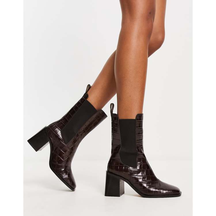 & Other Stories leather heeled in brown croc | ASOS