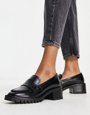 & Other Stories leather heeled loafers in black | ASOS