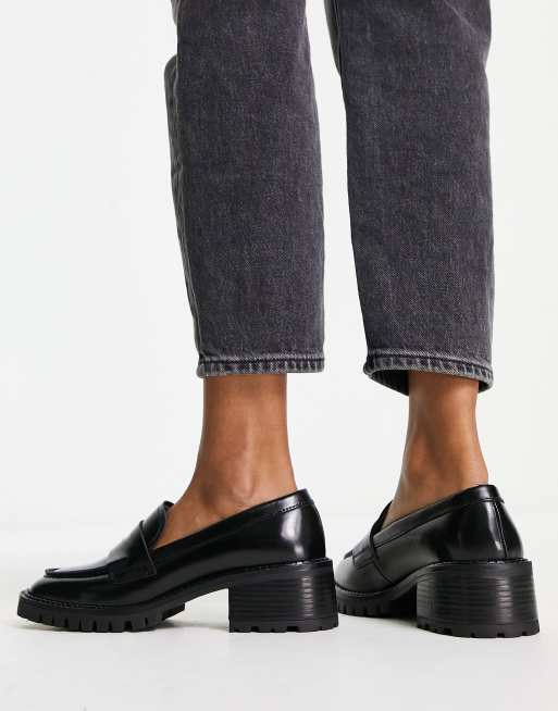 & Other leather heeled loafers in black |