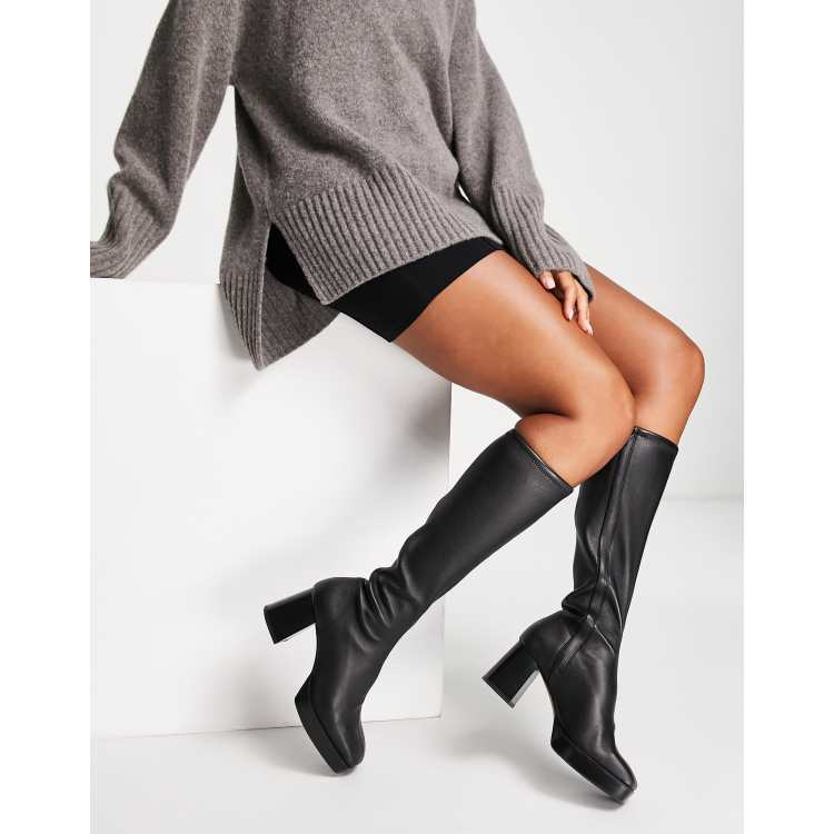  Other Stories Leather Platform Knee High Boots