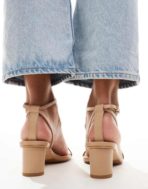 Other Stories leather heeled sandals in beige ASOS
