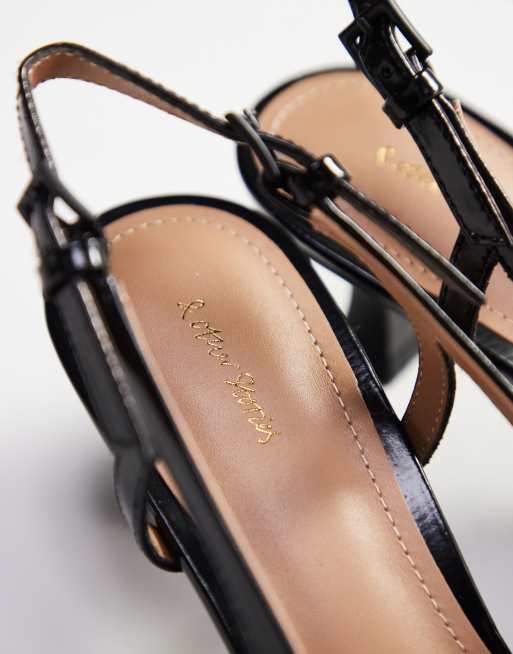 Other Stories leather heeled sling back pointed toe pumps in - Main Image