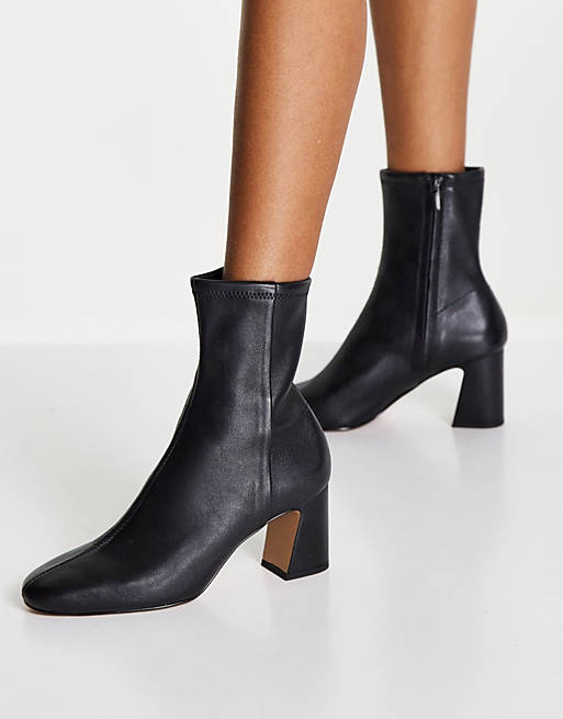 Women Boots/& Other Stories leather heeled sock boots in black 