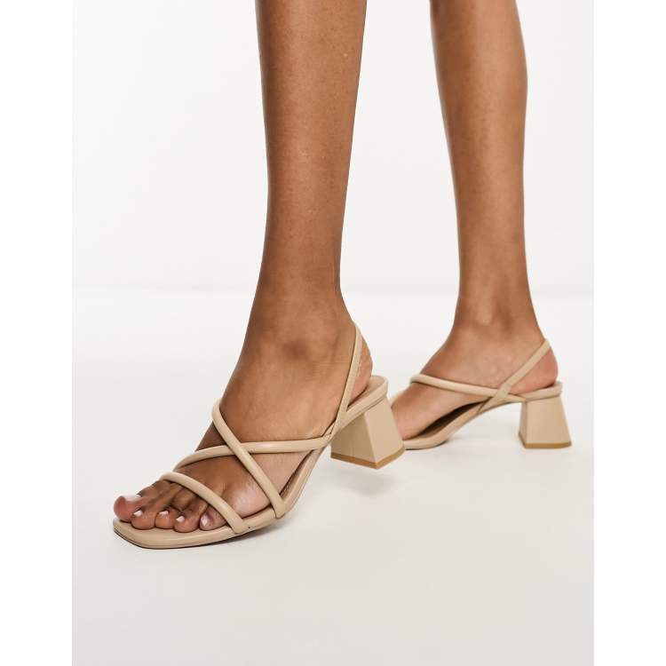 Other Stories leather heeled strappy sandals in beige