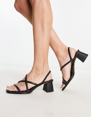 OTHER STORIES & OTHER STORIES LEATHER HEELED STRAPPY SANDALS IN BLACK