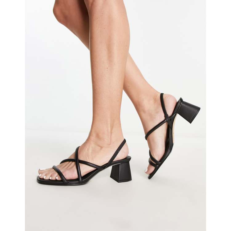 Other Stories leather heeled strappy sandals in black ASOS