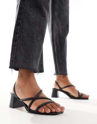 & Other Stories & Other Stories leather heeled strappy sandals in black