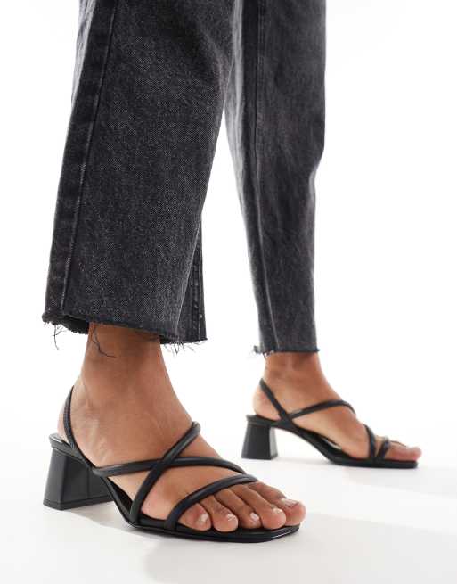 Other Stories leather heeled strappy sandals in black