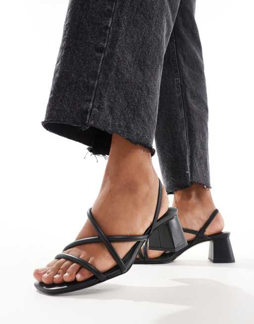 Other Stories leather heeled strappy sandals in black
