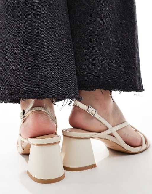 Other Stories Leather Heeled Strappy Sandals in Off White