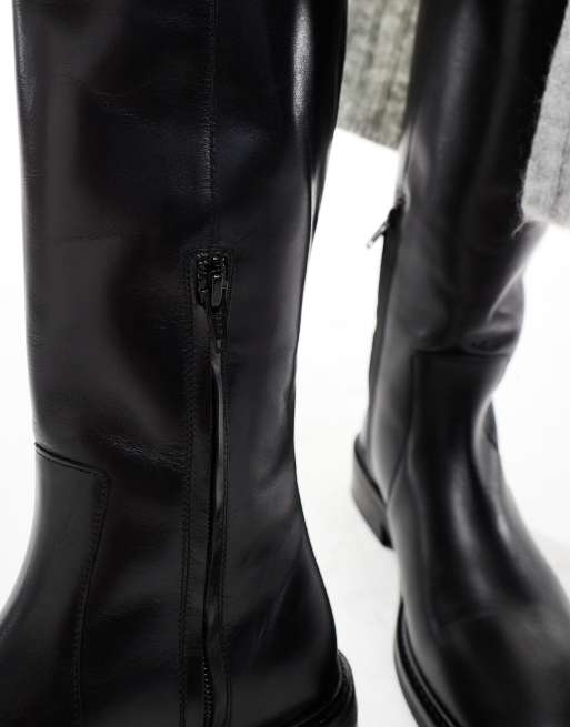 Other Stories leather high boots in black ASOS