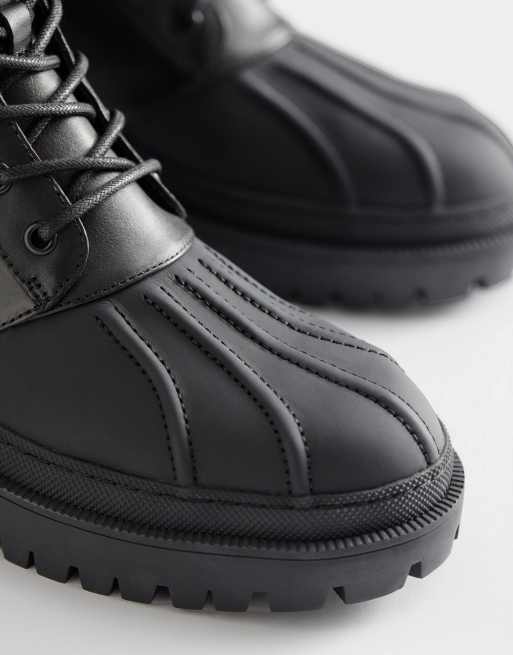 & Other Stories leather lace up boots with stitch detail in black, 3 of 4