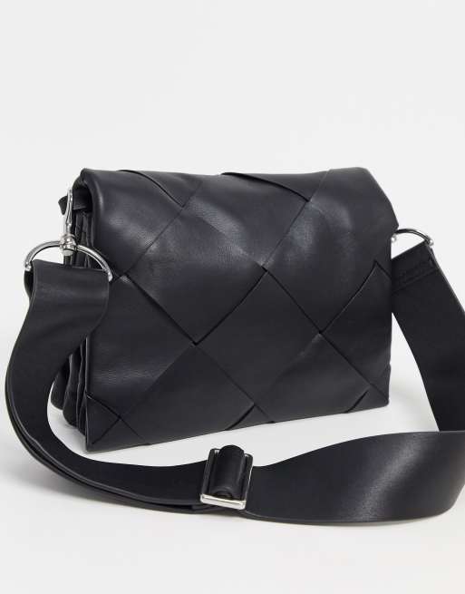 Other Stories leather large braided bag in black