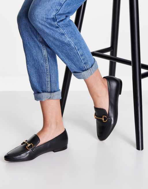 & Other Stories leather loafers with buckle in black | ASOS