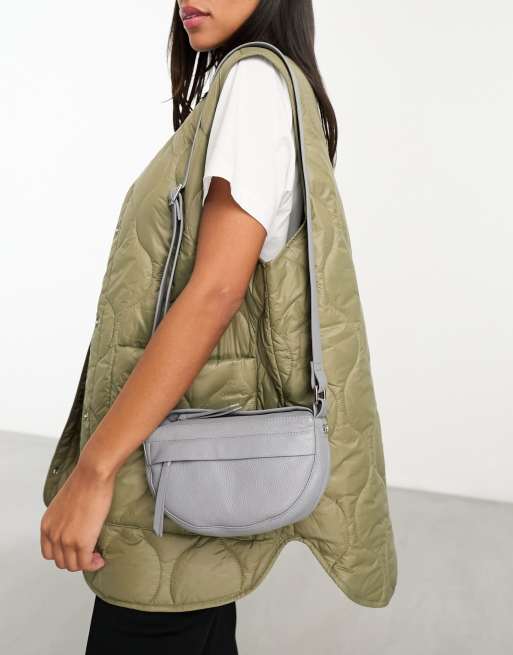 Grey leather cross body on sale bag