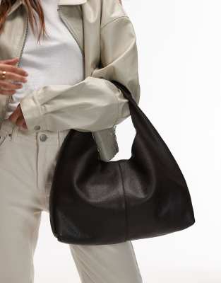 & Other Stories & Other Stories leather mini tote handbag in chocolate brown
