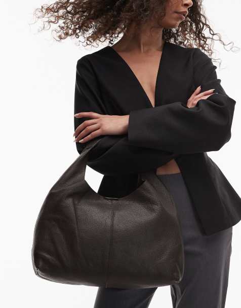 & Other Stories leather mini tote purse in chocolate brown - view 1