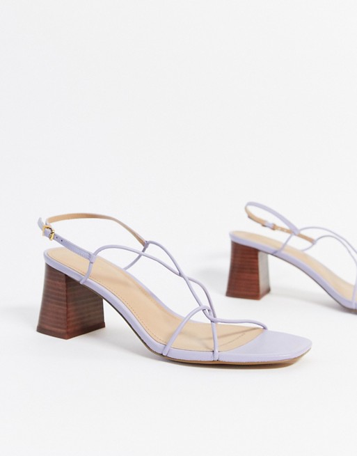 & Other Stories leather minimal square toe sandal in lilac
