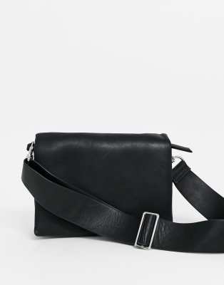 black leather cross over bag