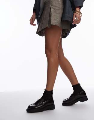 & Other Stories & Other Stories leather patent loafers in burgudy-Red