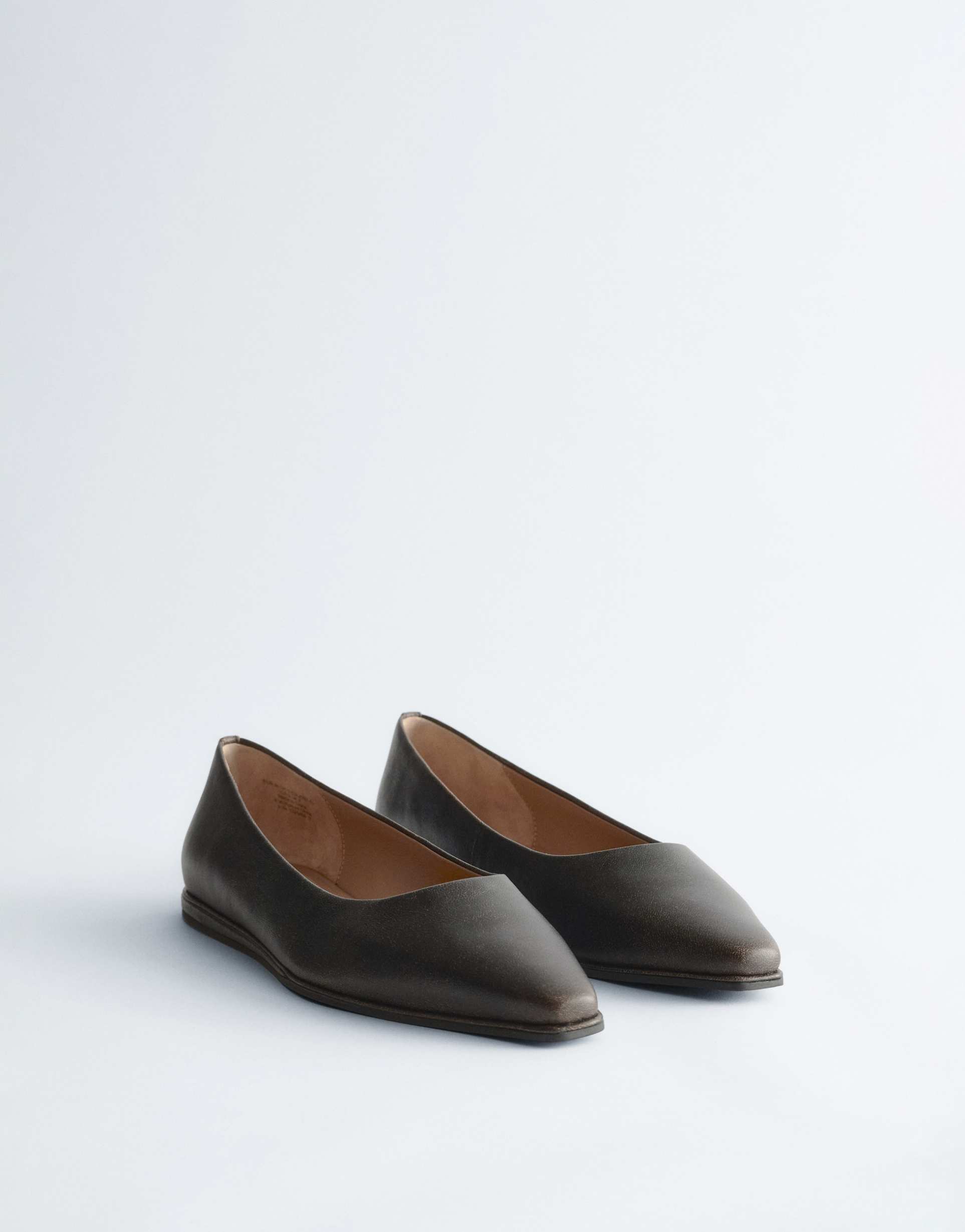 & other stories leather pointed ballet flats in black