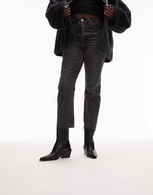 & Other Stories leather pointed heeled boots in black