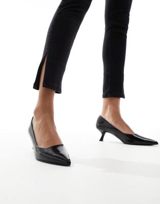 & Other Stories leather pointed heeled pumps in black